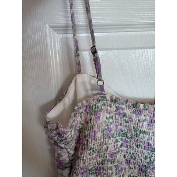 Hollister Floral Chilfon Skort Mini Dress Spaghetti Straps Lavender Green SZ M - Picture 6 of 14